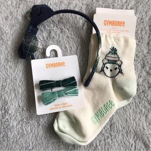 Gymboree All Spruced Up ~ 2T-3T Socks, headband & hair bows green ~ lot of 3